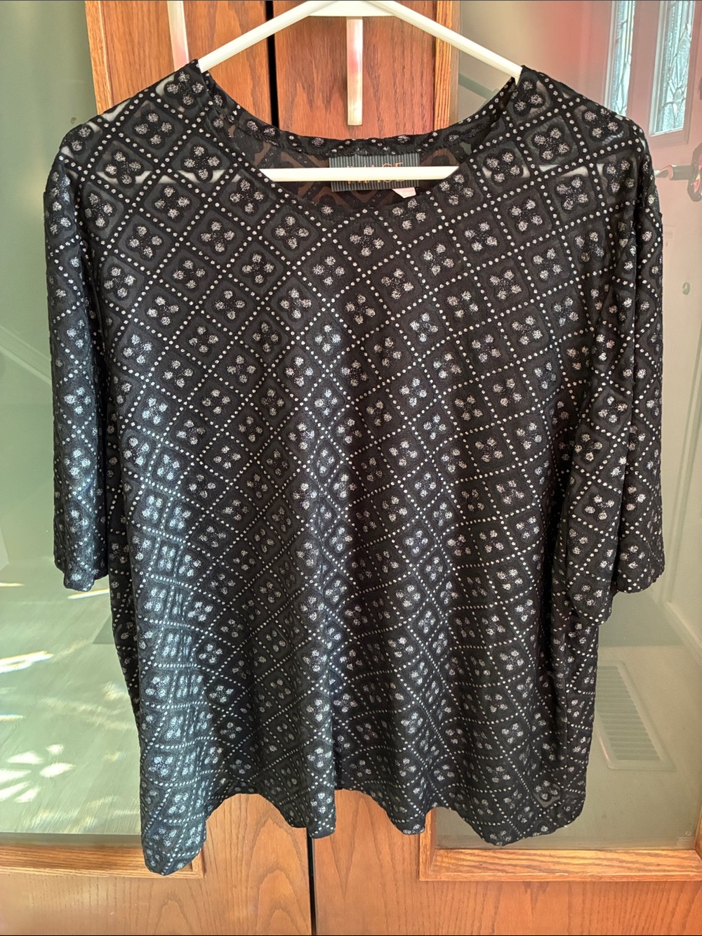 Image Black Sheer Patterned Top